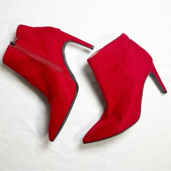 A New Day Shoes - A New Day Women’s Faux Suede Red Pointy Booties
